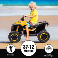 Garvee Ride - P Series: 12V Kids Quad ATV 4 Wheeler with Music, LED Lights for Boys & Girls - Yellow