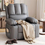 Garvee Classic Manual Leather Recliner Chair with Lumbar & Arm Support for Home Theater, Living Room, Bedroom, Nursery, Grey, 22"