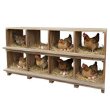 Garvee Chicken Nesting Box 8 Compartment Wooden Nesting Boxes Floor Stand Wall Mount for Backyard Farms 50.2x12.8x26 Inches Natural Wood