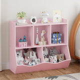 Garvee Kids Toy Storage Organizer 5-Section Bookshelf Cubby Wooden Storage Cabinet for Children's Room Playroom Classroom Nursery Kindergarten