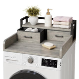 Garvee 2-Tier Washer Dryer Countertop With Shelf And 2 Drawers For Laundry Room, High Guardrails, Smooth Edges, Durable Engineered Wood