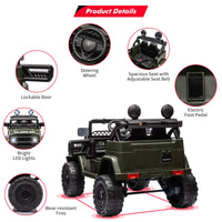 Garvee Ride - P Series: 12V Ride on Car for Kids, Licensed Toyota Ride on Truck, Battery Powered Electric Kids Car with Remote Control, Music, LED Lights, Suspension System, Double Doors, Safety Belt,Ride On Toy - Green