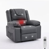 Garvee Adult Manual Recliner with Heating and Massage Functions, Side Storage Pockets, Remote Control, 135° Adjustment, Gray for Living Room and Bedroom