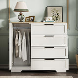 Garvee Wood Armoire Wardrobe Closet with 4 Drawers and Door, 43.3 in H, White, Bedroom Storage Cabinet - Modern White