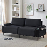 Garvee 81" Modern Loveseat Sofa With Cup Holder & Side Storage For Living Room Bedroom Office, Compact Apartment-Size, Solid Wood Frame, Linen Fabric