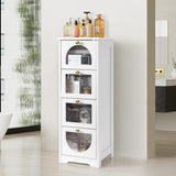 Garvee Small Bathroom Floor Cabinet, Freestanding Bathroom Organizer and Storage Cabinet with 4 Drawers, 33" Slim Wooden Storage Cabinet for Narrow Spaces Bedroom Living Room, White