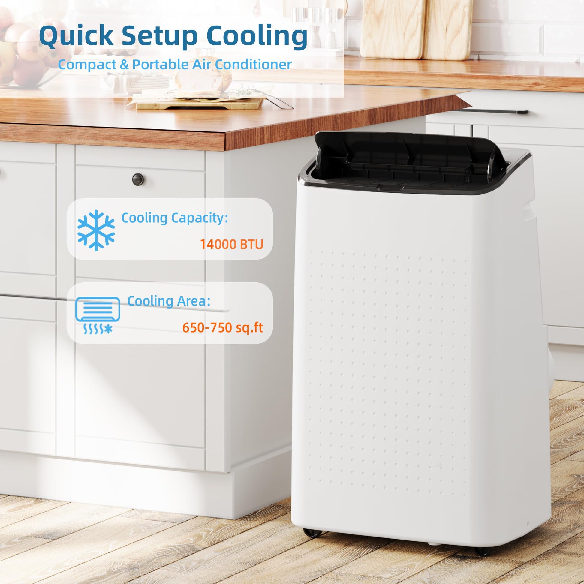 Garvee 14000 BTU Portable Air Conditioner with Remote Control for Room Up to 700 Sq.Ft., Ultra Quiet Free Standing 3-In-1 Cooling AC Unit with Dehumidifier Multi-Speed Fan, Black