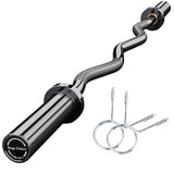 Garvee Olympic Barbell 47" EZ Curl Bar for Weightlifting and Powerlifting, Fits 2" Standard Plates, Black, Home Gym Strength Training - Black