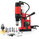 Garvee Magnetic Drill Press, 1550W Motor 10-Speed Gear Box, Magnetic Base for Secure Positioning - Red