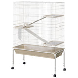 Garvee Ferret Cage Large 55"h Critter Nation Cage with Removable Ramps Food Bowl Water Bottle Metal Small Animal Cage on Wheels for Chinchillas Guinea Pigs Rabbit Sugar Gliders - Beige