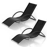 Garvee Set of 2 Outdoor Chaise Lounge Chairs with Adjustable Headrests, Iron Poolside Loungers for Balcony, Backyard, Garden, Black