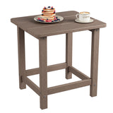 Garvee Square HDPE Outdoor Side Table Durable Adirondack Patio End Table Beach Porch 17" Brown