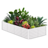 Garvee 8' X 4' X 2' Galvanized Raised Garden Bed, Outdoor Rectangular Metal Planter for Vegetables, Flowers & Herbs, White - White