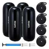 Garvee Boat Fenders 4 Pack 10x28 Inches PVC Marine Bumpers for Docking with Ropes and Pump, Ribbed Design, Durable Blue
