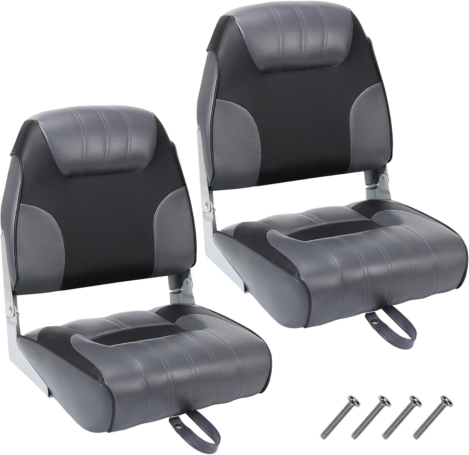 Garvee Lot de 2 sièges de bateau rabattables + rembourrage éponge épais + PVC résistant aux intempéries + charnières en aluminium + installation facile + tourisme et pêche