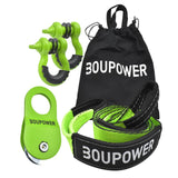 Garvee Off Road Snatch Recovery Kit 10 Ton Heavy Duty Snatch Block Pulley with Tree Saver Strap and D Ring Shackles for Truck Car SUV ATV Green
