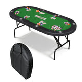 Garvee 8 Player Oval Poker Table Foldable With Storage Bag For Texas Holdem And Blackjack, 72" Green