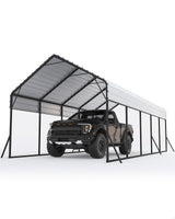 Garvee 13'x26'x11' Oversized Metal Carport Steel Heavy Duty Carport for Boats Pickup Trucks Tractors, Permanent Shelter, White