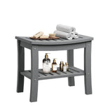 Garvee HDPE Shower Bench with Storage Shelf Waterproof Shower Seat Stool Chair for Bathroom Bathtub Non-Slip Spa Stool Indoor Outdoor Use Space-Saving No Maintenance