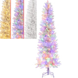 Garvee 6ft Pencil Christmas Tree with Lights Slim Artificial Xmas Tree 571 Branch Tips White