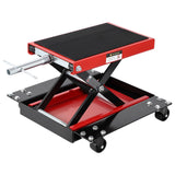 Garvee Motorcycle Lift 1100 LBS Scissor Jack with Dolly & Hand Crank for Street & Touring Bikes, 3.15-15.4 in Adjustable, Steel, Black