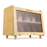 Garvee Bamboo Bread Box Double Layer Large Capacity Kitchen Storage Natural Bamboo Black - Natural Bamboo
