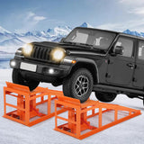 Garvee 2 Pack Heavy Duty Hydraulic Car Ramps 5t Steel Lift Ramps Adjustable Height Low Profile for Trucks Trailers SUVs Garage Vehicle Maintenance Repair - Orange
