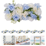 Garvee 6Pcs Artificial Peony Flower Garland Silk Floral Runner for Wedding Table Wall Stairs Party Decoration Purple - Blue + White