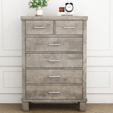 Garvee Dresser for Bedroom with 6 Drawers, 45 in Tall Grey, Wooden Storage Organizer for Closet, Large Drawer Dresser for Living Room & Entryway