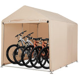 Garvee Bike Shed Outdoor Storage Durable Weather-Resistant Steel Frame Compact Design Garden Use - Khaki
