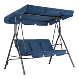 Garvee Outdoor Porch Swing Chair with Adjustable Canopy, Steel Frame, 3-Seat Patio Glider Bench, Blue, Backyard Lawn Garden - Blue