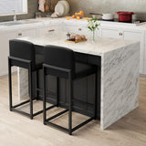 Garvee Bar Stools Set of 2, Modern Counter Height Bar Stools with Back and Footrest, Faux Leather, Black, 24-Inch - Black