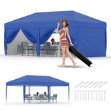 Garvee 10'x20' Pop Up Canopy Tent Outdoor Canopy One-Person Set Up Heavy Duty Commercial Instant Tent Shelter, 6-Sidewall+Blue - Blue