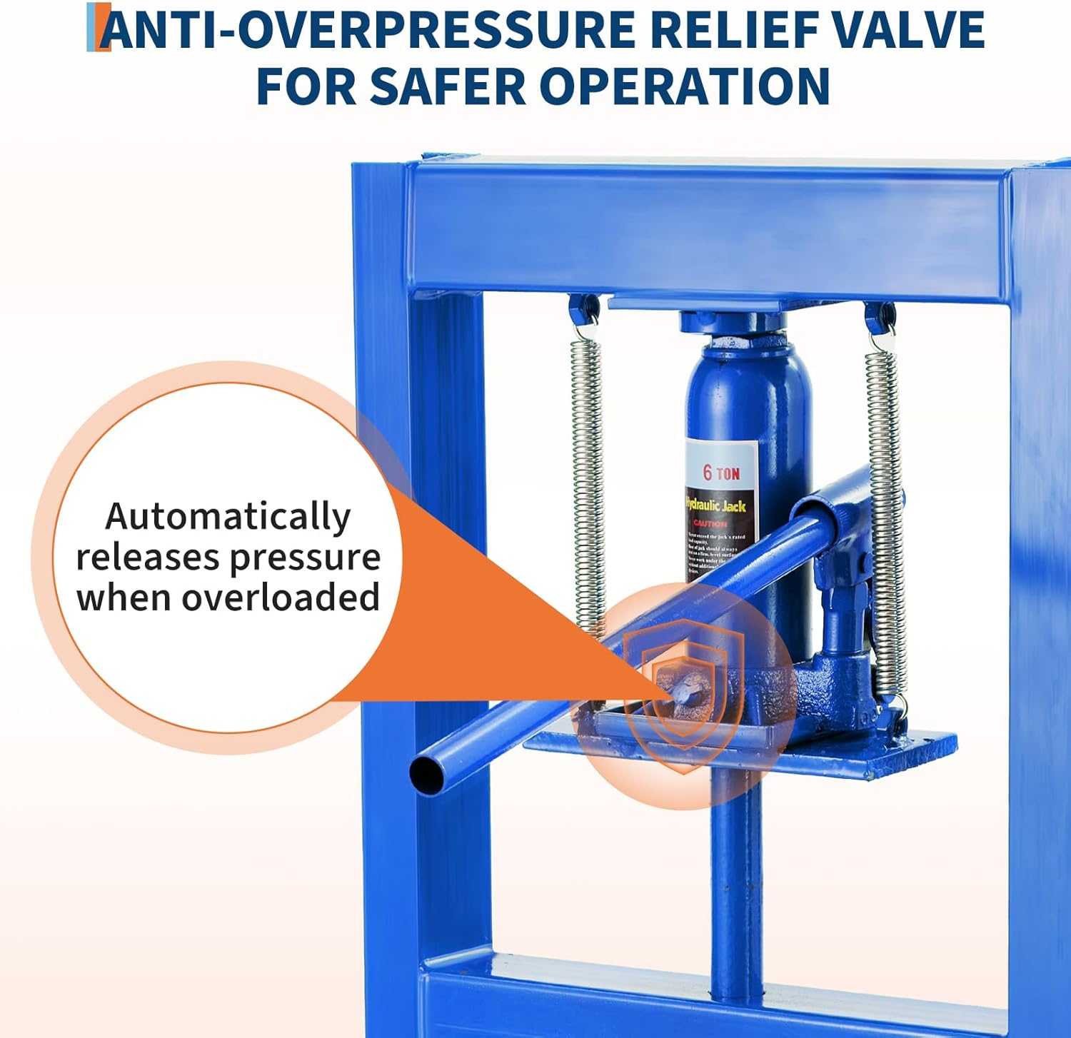 Garvee Hydraulic Press 6 T Capacity Adjustable Shop Press With 2 Press Plates For Metalworking Blue