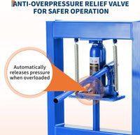 Garvee Hydraulic Press 6 T Capacity Adjustable Shop Press With 2 Press Plates For Metalworking Blue