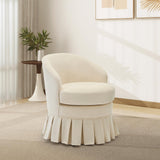 Garvee Vanity Stool Upholstered Tall Back Arm Chair with Side Pockets for Makeup Room Bathroom, Wood Legs, Comfortable Dressing Piano Bench, Pastel Color, 24.41x18.89x27.95 in - Beige