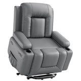 Garvee Power Lift Recliner Chair - Heat and Massage, Adjustable Back and Legs, PU Leather Electric Lift Chair Designed for Mobility Aid Elderly Relaxation, Grey - Grey