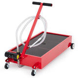 Garvee Oil Drain Pan 20 Gallon Low Profile Oil Catch Pan with 110V Electric Pump Hose Swivel Casters for Car SUV Trucks Oil Draining - Red