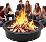 Garvee 48 in Smokeless Fire Pit Ring, Rust-Proof Painted Steel, Outdoor Camping Garden Backyard, Easy Install, Ventilation Holes