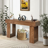 Garvee 63" Long Solid Wood Console Table Farmhouse Entryway Sofa Table Rustic Brown