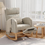 Garvee Nursery Glider Rocking Chair with Extendable Footrest, Linen Upholstery, Side Pockets, Modern Rocker for Bedroom, Living Room, Nursing Room, 26.6x29.1x39.8, Neutral Tones - Light Grey
