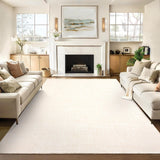 Garvee Washable Rugs 10x13 Area Rug Beige for Living Room Bedroom Dining Room, Modern Solid Non Slip Backing Stain Resistant Farmhouse Dorm - Ivory White