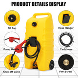 Garvee 14 Gal Portable Fuel Caddy, 53 L Yellow UV-Resistant HDPE Gas Tank with Manual Pump and Transfer Hose, Dual Brass Shut-Off Valves and 6 in Wheels, for Cars, Boats, Lawn Mowers, Generators, Farm Equipment, Marine and Garage Refueling - Yellow
