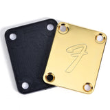 Garvee Vintage Electric Guitar Neck Plate With "F" Logo, 4 Screws, Durable Metal, Rust-Resistant, Gold Finish, Fits Most 4-Screw Neck Attachments - Gold