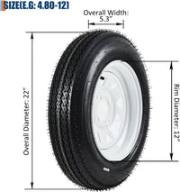 Garvee 5.30-12 Trailer Tires, 2 Pack, Load Range C 6PLY, 12"x4" Rims 4 Lug on 4", Max Load 1050 LBS @ 80 PSI, DOT Approved Durable Design for Utility & Boat Trailers