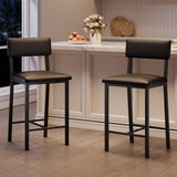 Garvee Bar Stools Set of 2 Upholstered Counter Stools with Back & Footrest for Kitchen Island Bar 25 Inch Black - Black