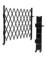 Garvee Single Folding Security Gate 50" H x 43" W Aluminum Black Flexible Expanding Driveway Door Gate - H50 X W43" | 2 Braked Wheels