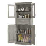 Garvee Storage Cabinet With Doors And Shelves, Tall Bathroom Cabinet With Drawer, Floor Pantry Cabinet For Laundry Room Kitchen Living Room Gray