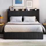 Garvee Full Bed Frame with Lift Up Storage, Upholstered Velvet Bed, Hydraulic Support, Black, Full Size - Black