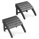 Garvee HDPE Adirondack Ottoman Footrest for Outdoor Porch Pool Lawn Backyard, Weather Resistant, 18x18.7x14.1 inches, Rustic Wood Look - Dark Grey